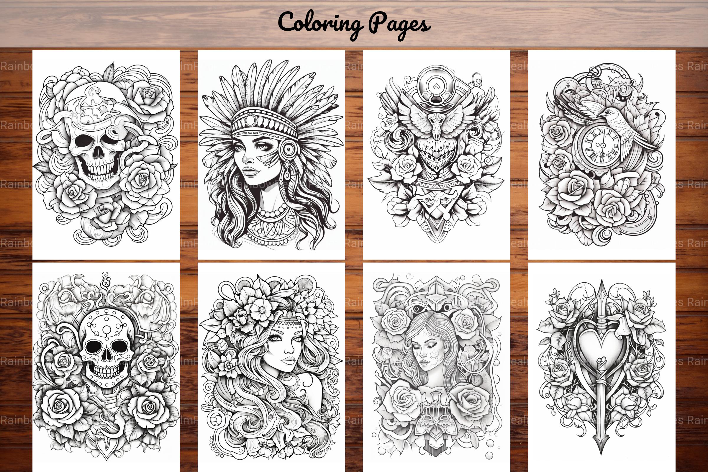 Tattoos Coloring Pages - CraftNest - Digital Crafting and Art