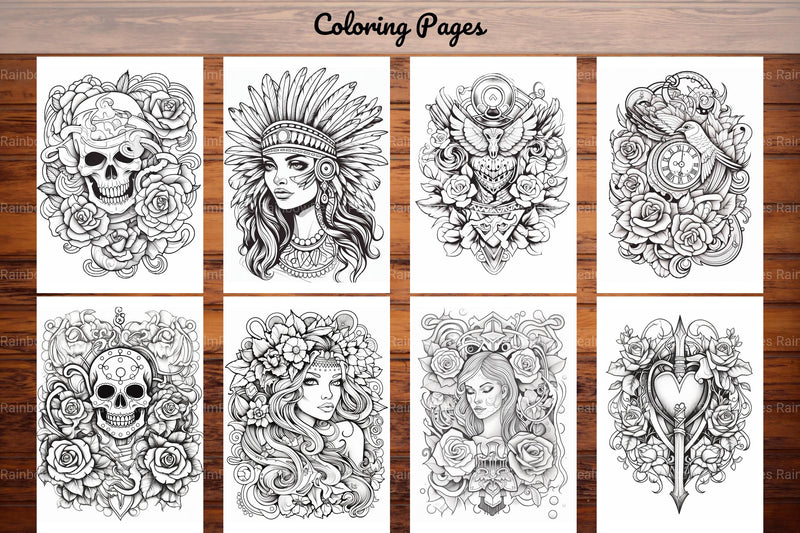 Tattoos Coloring Pages - CraftNest - Digital Crafting and Art