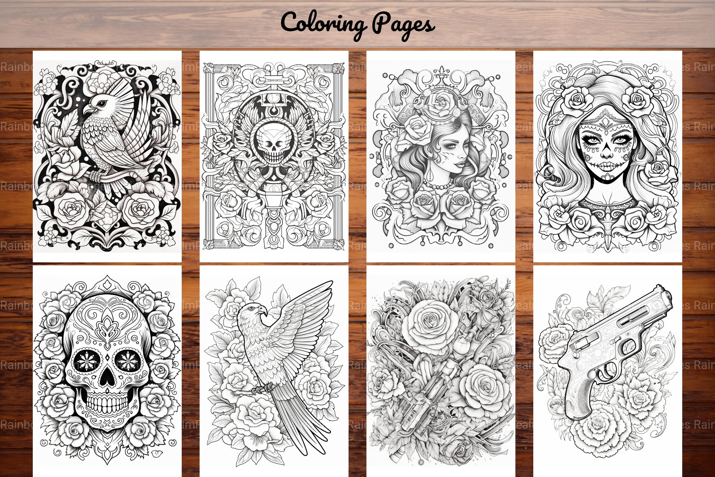 Tattoos Coloring Pages - CraftNest - Digital Crafting and Art