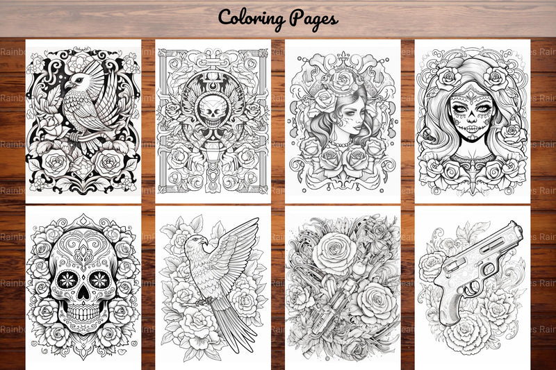 Tattoos Coloring Pages - CraftNest - Digital Crafting and Art