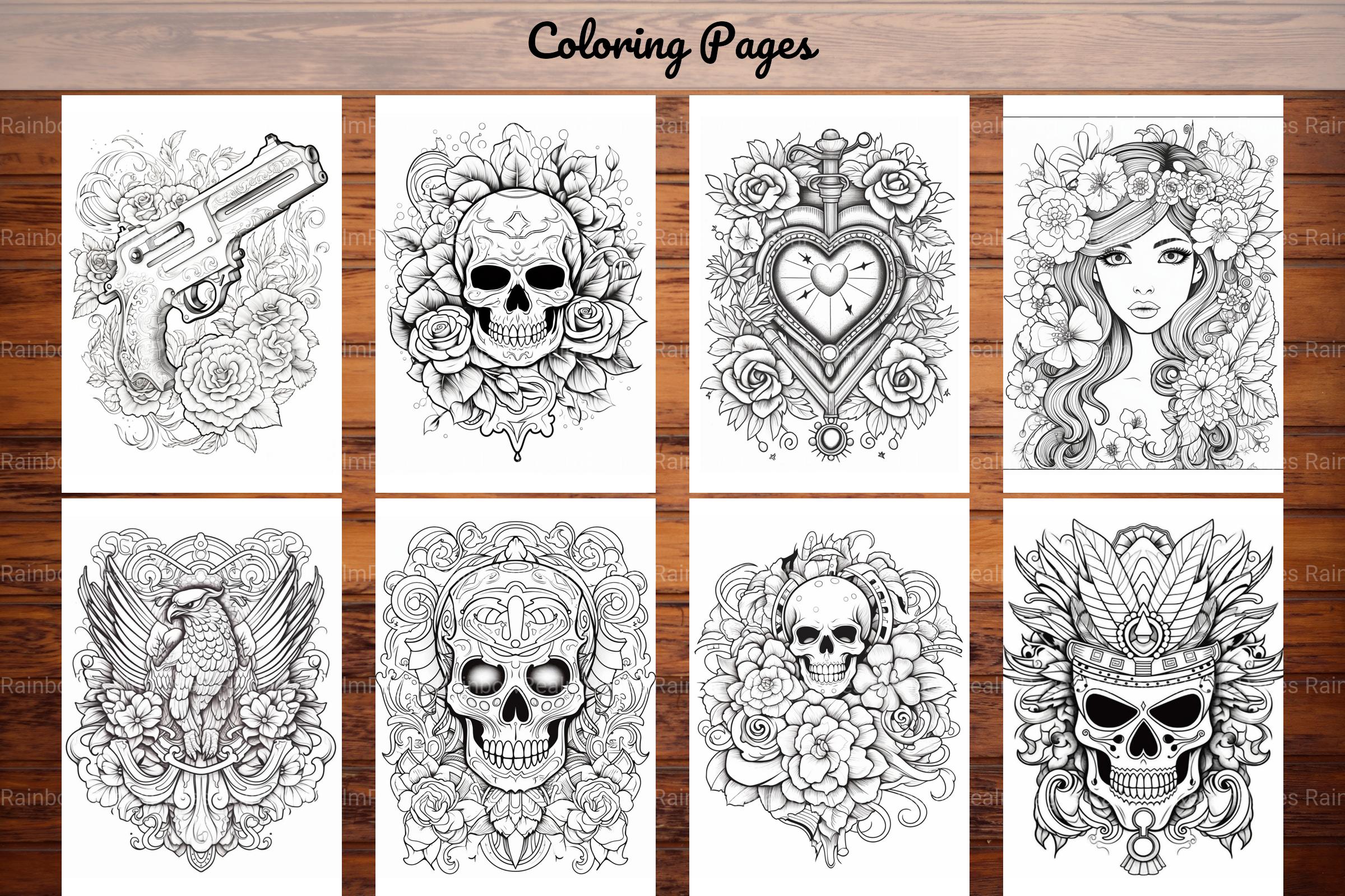Tattoos Coloring Pages - CraftNest - Digital Crafting and Art