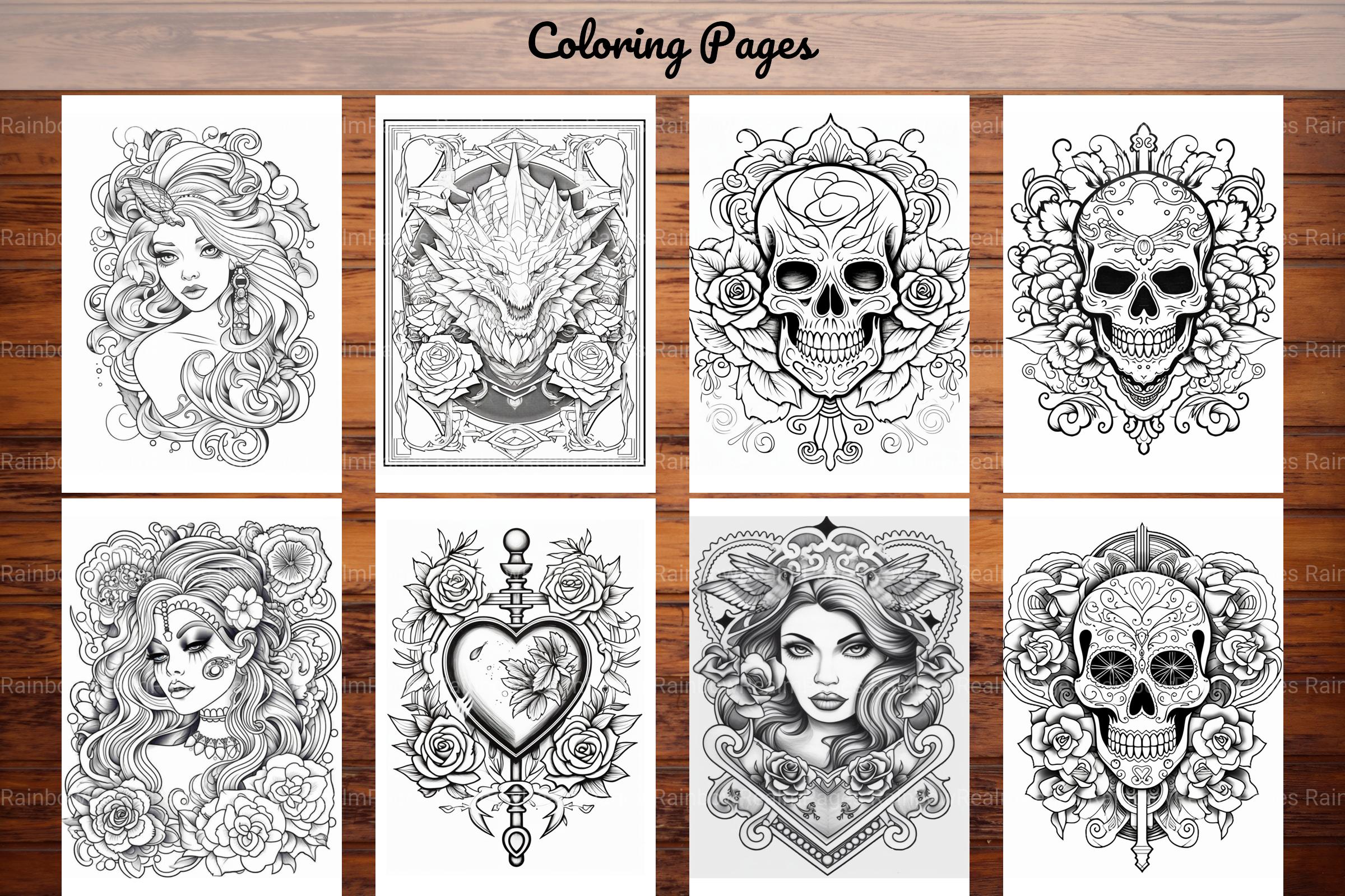 Tattoos Coloring Pages - CraftNest - Digital Crafting and Art