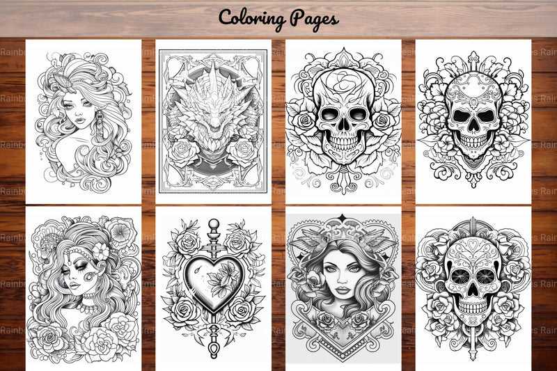 Tattoos Coloring Pages - CraftNest - Digital Crafting and Art
