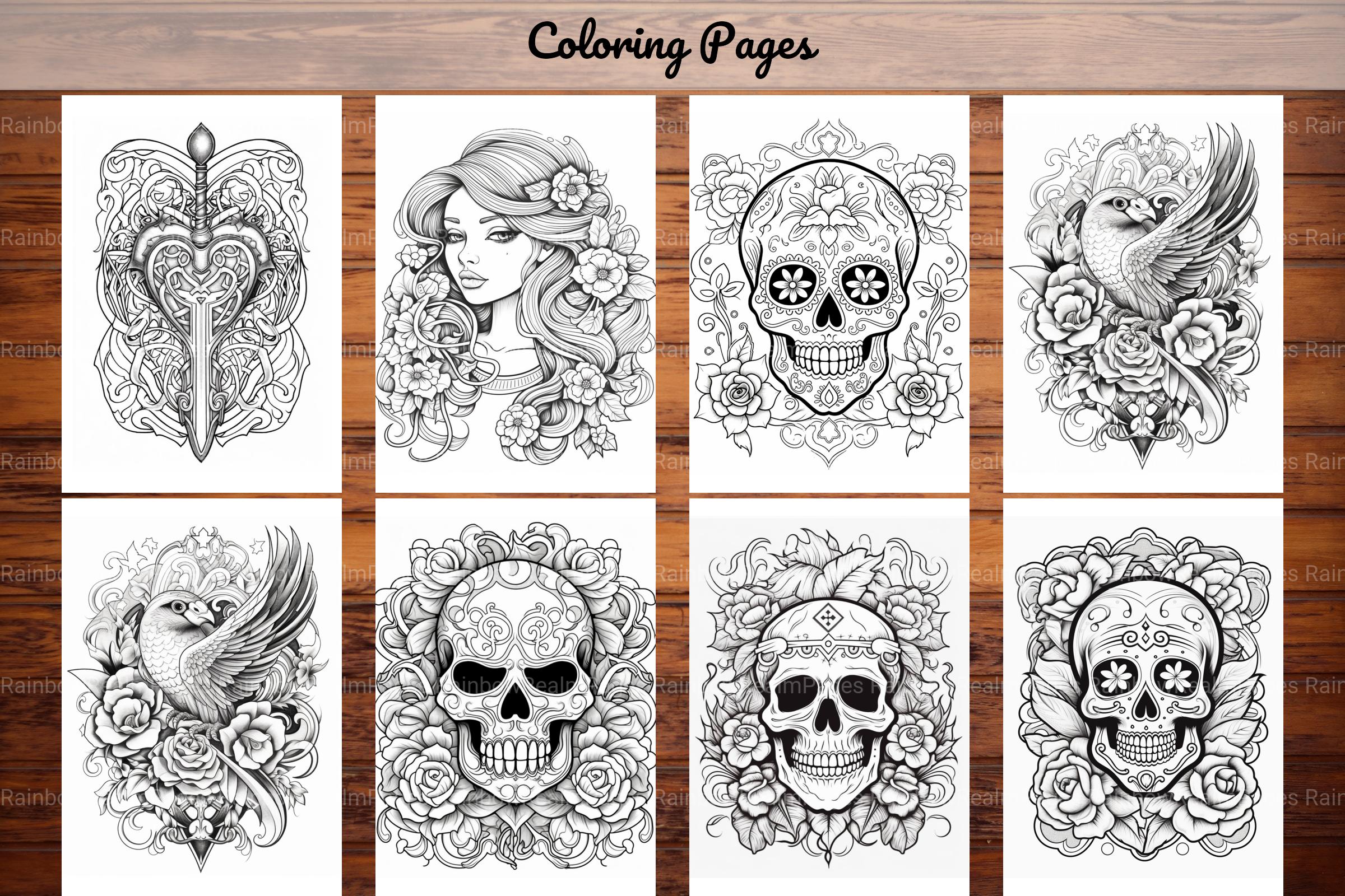 Tattoos Coloring Pages - CraftNest - Digital Crafting and Art