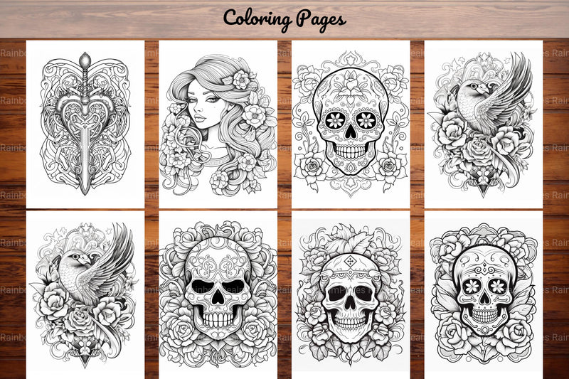 Tattoos Coloring Pages - CraftNest - Digital Crafting and Art