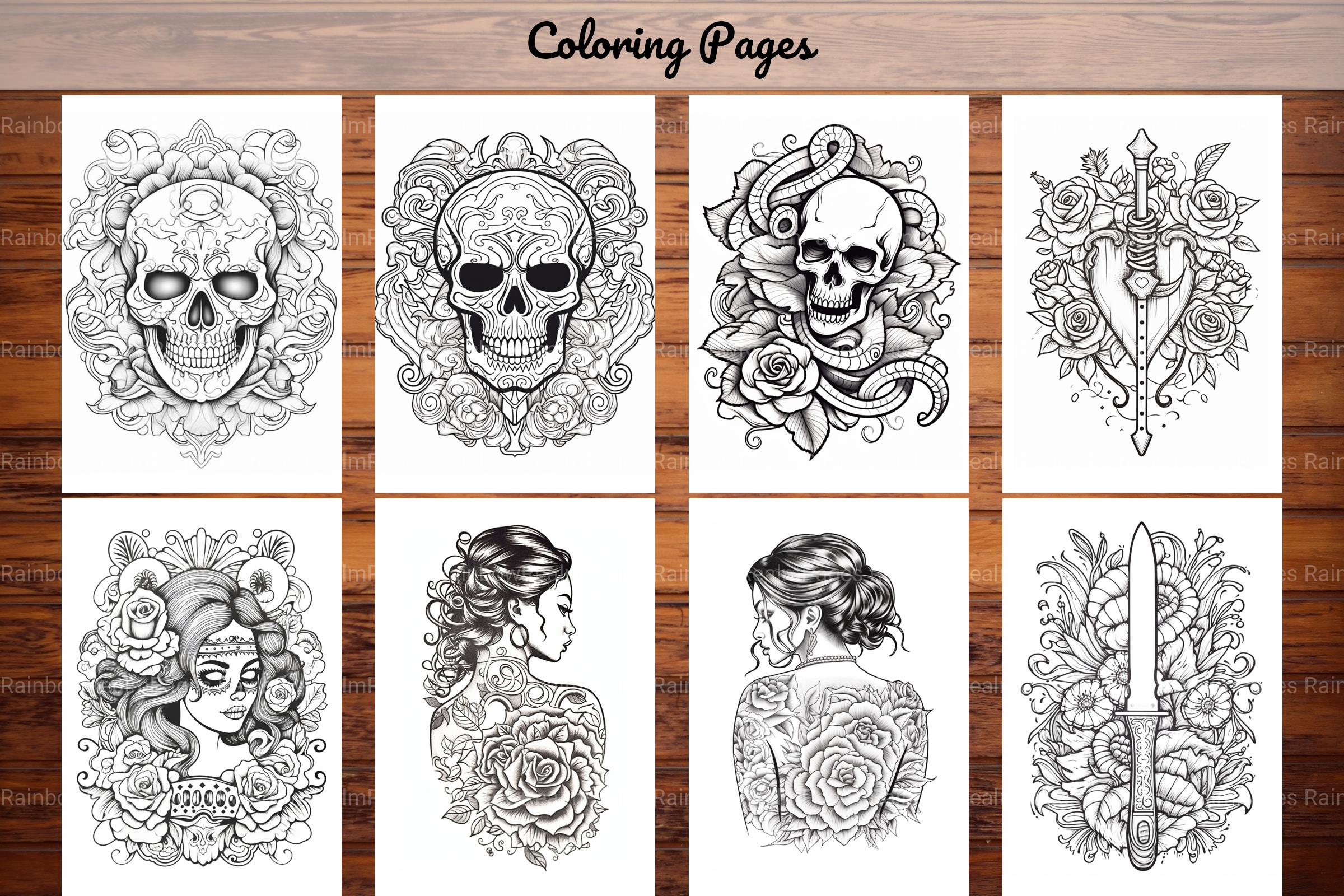 Tattoos Coloring Pages - CraftNest - Digital Crafting and Art