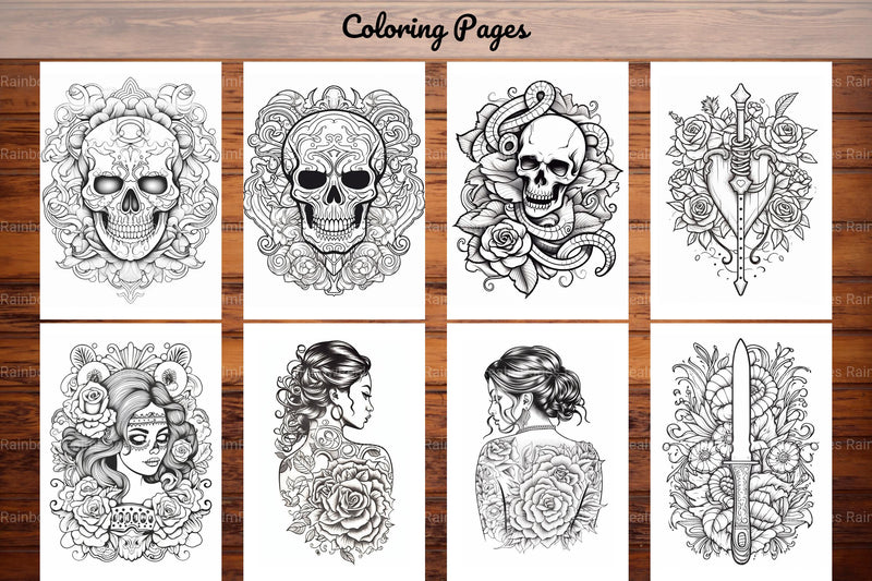 Tattoos Coloring Pages - CraftNest - Digital Crafting and Art