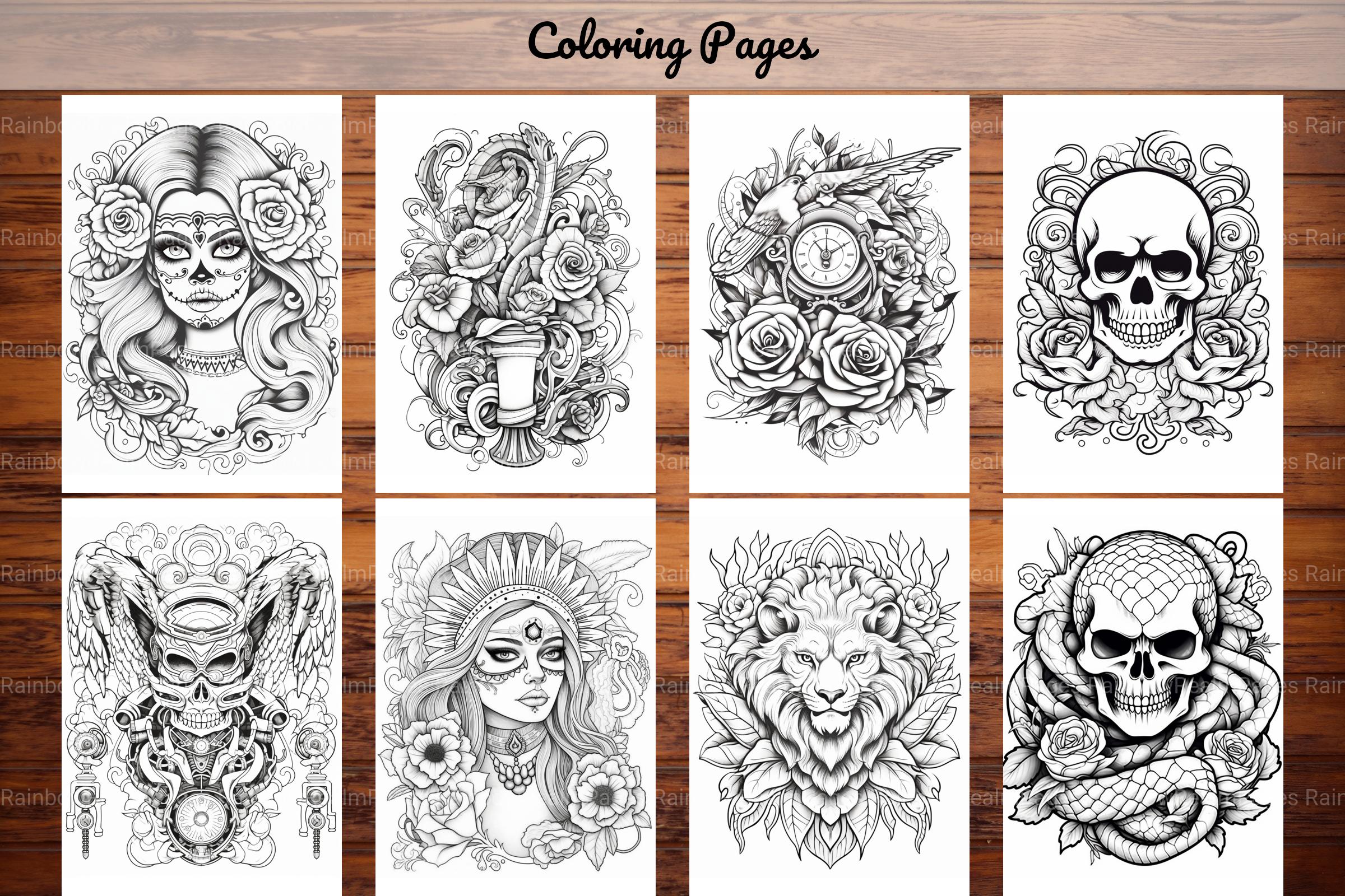 Tattoos Coloring Pages - CraftNest - Digital Crafting and Art