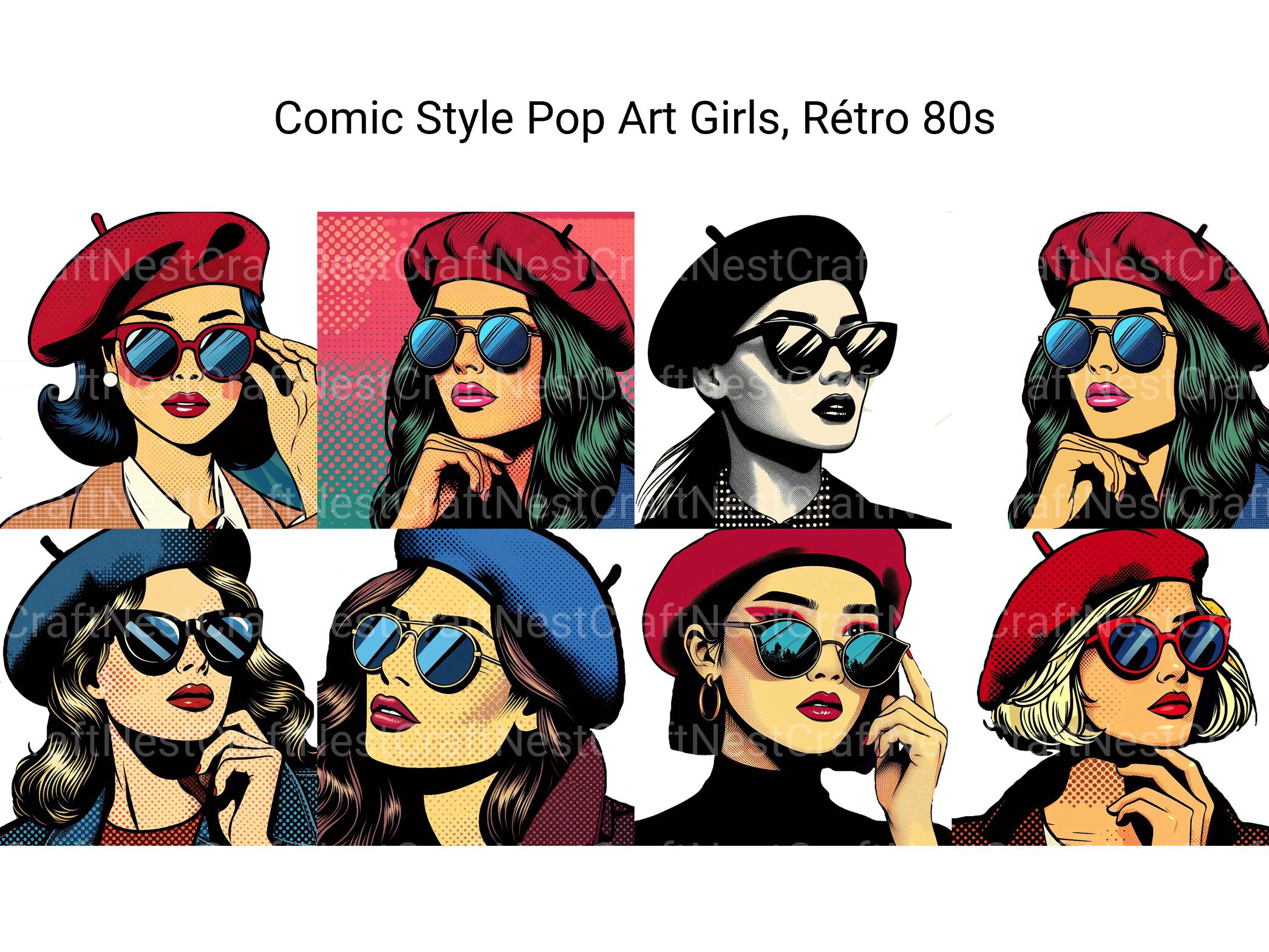 Retro 80s Pop Art Girls Clipart - CraftNest - Digital Crafting and Art