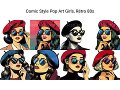 Retro 80s Pop Art Girls Clipart - CraftNest - Digital Crafting and Art