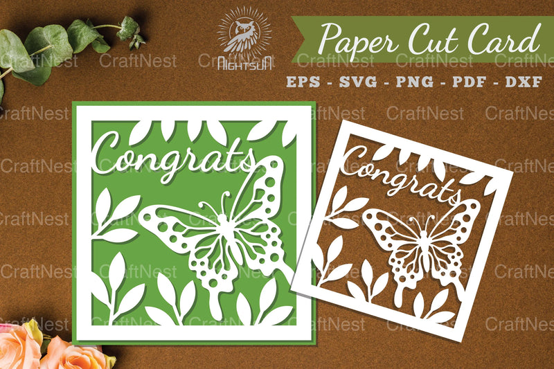 Congrats Papercut Card SVG Bundle - CraftNest - Digital Crafting and Art