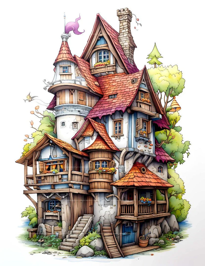 Mixed Tiny House Coloring Book - CraftNest - Digital Crafting and Art