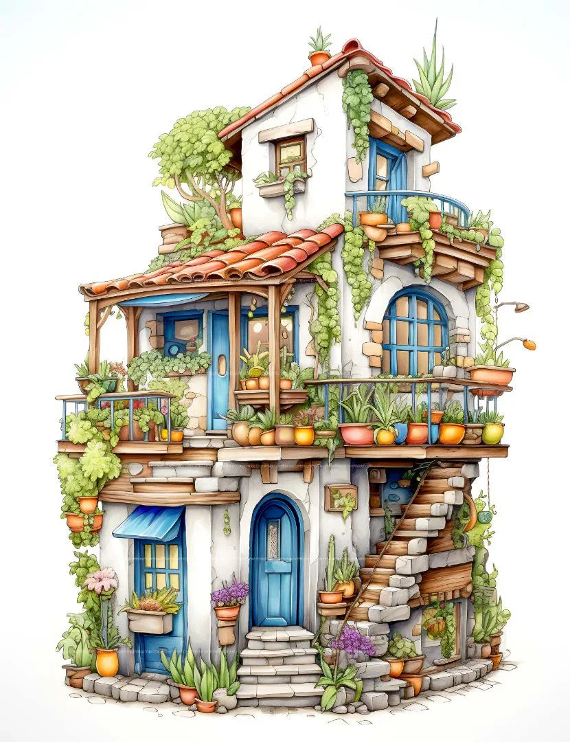 Mixed Tiny House Coloring Book - CraftNest - Digital Crafting and Art