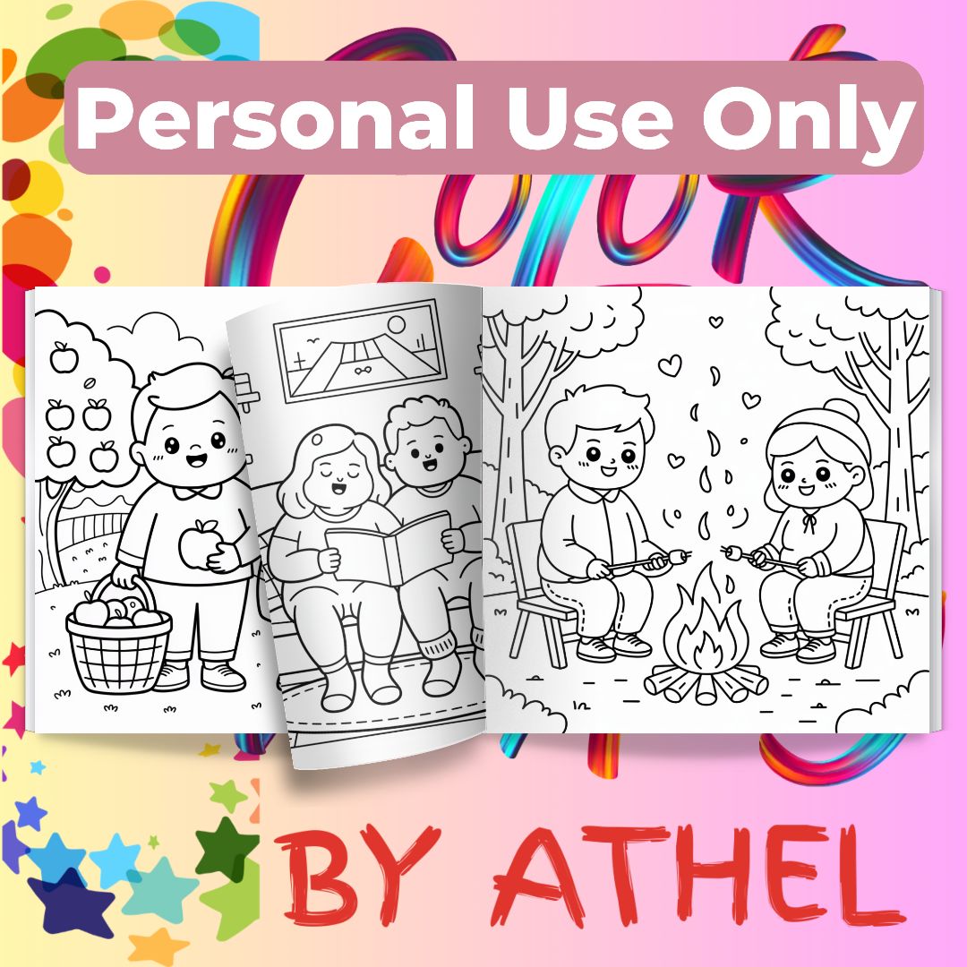 Kawaii Cozy Autumn Couples Coloring Book Bundle