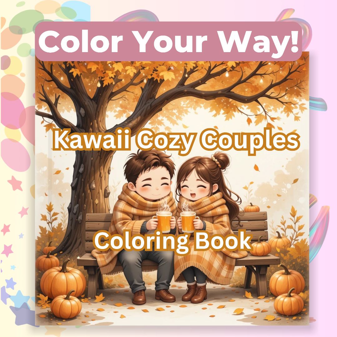 Kawaii Cozy Autumn Couples Coloring Book Bundle