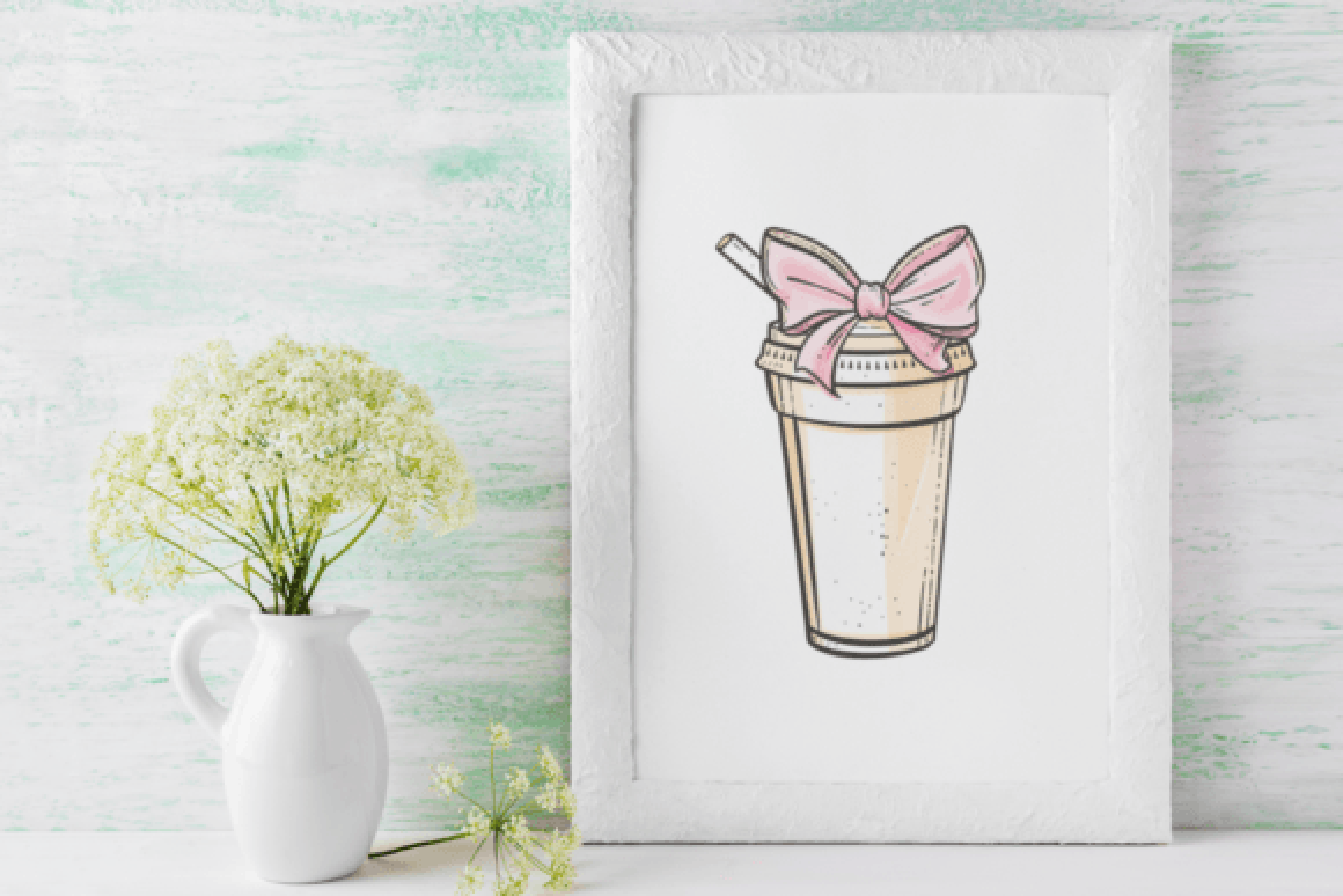 Coquette Coffee Clipart Bundle with Bow Design