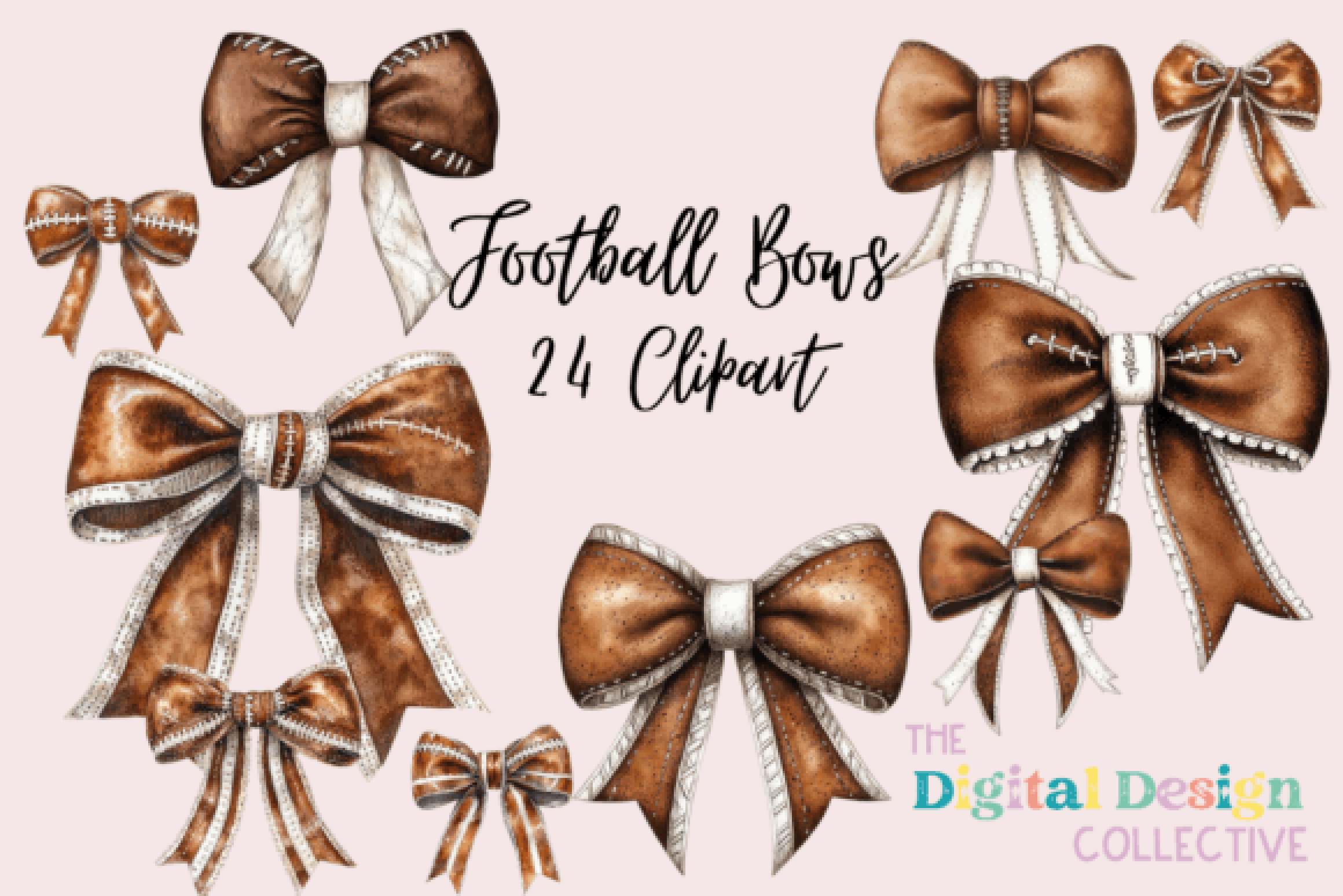 Coquette Football Bows Clipart Bundle