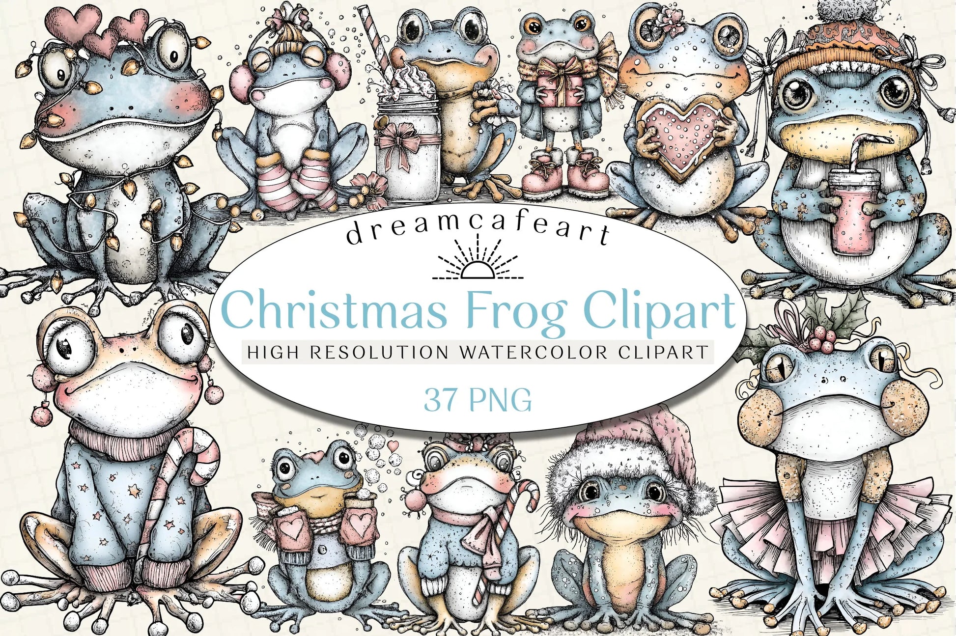 Coquette Christmas Frog Clipart Bundle - CraftNest - Digital Crafting and Art