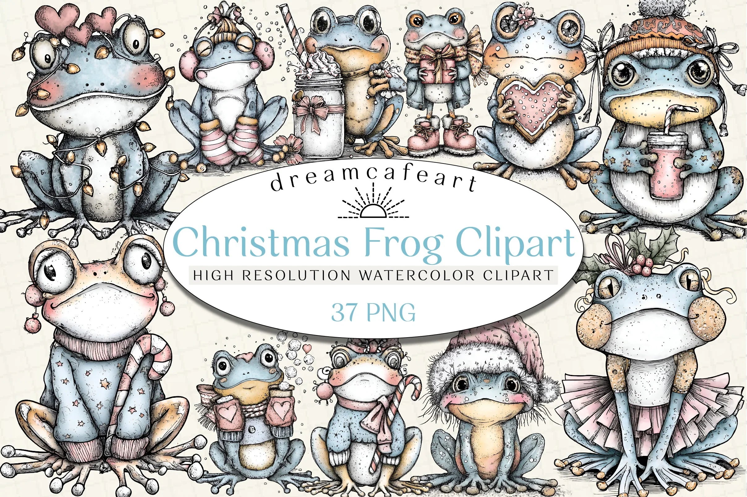 Coquette Christmas Frog Clipart Bundle - CraftNest - Digital Crafting and Art