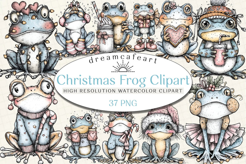 Coquette Christmas Frog Clipart Bundle - CraftNest - Digital Crafting and Art
