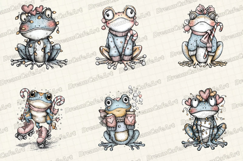 Coquette Christmas Frog Clipart Bundle - CraftNest - Digital Crafting and Art