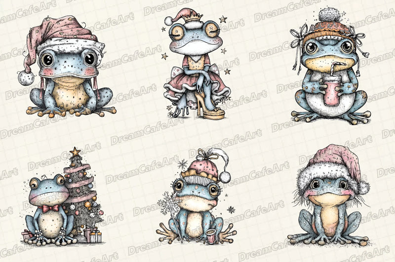 Coquette Christmas Frog Clipart Bundle - CraftNest - Digital Crafting and Art