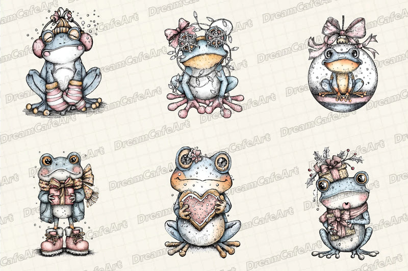 Coquette Christmas Frog Clipart Bundle - CraftNest - Digital Crafting and Art