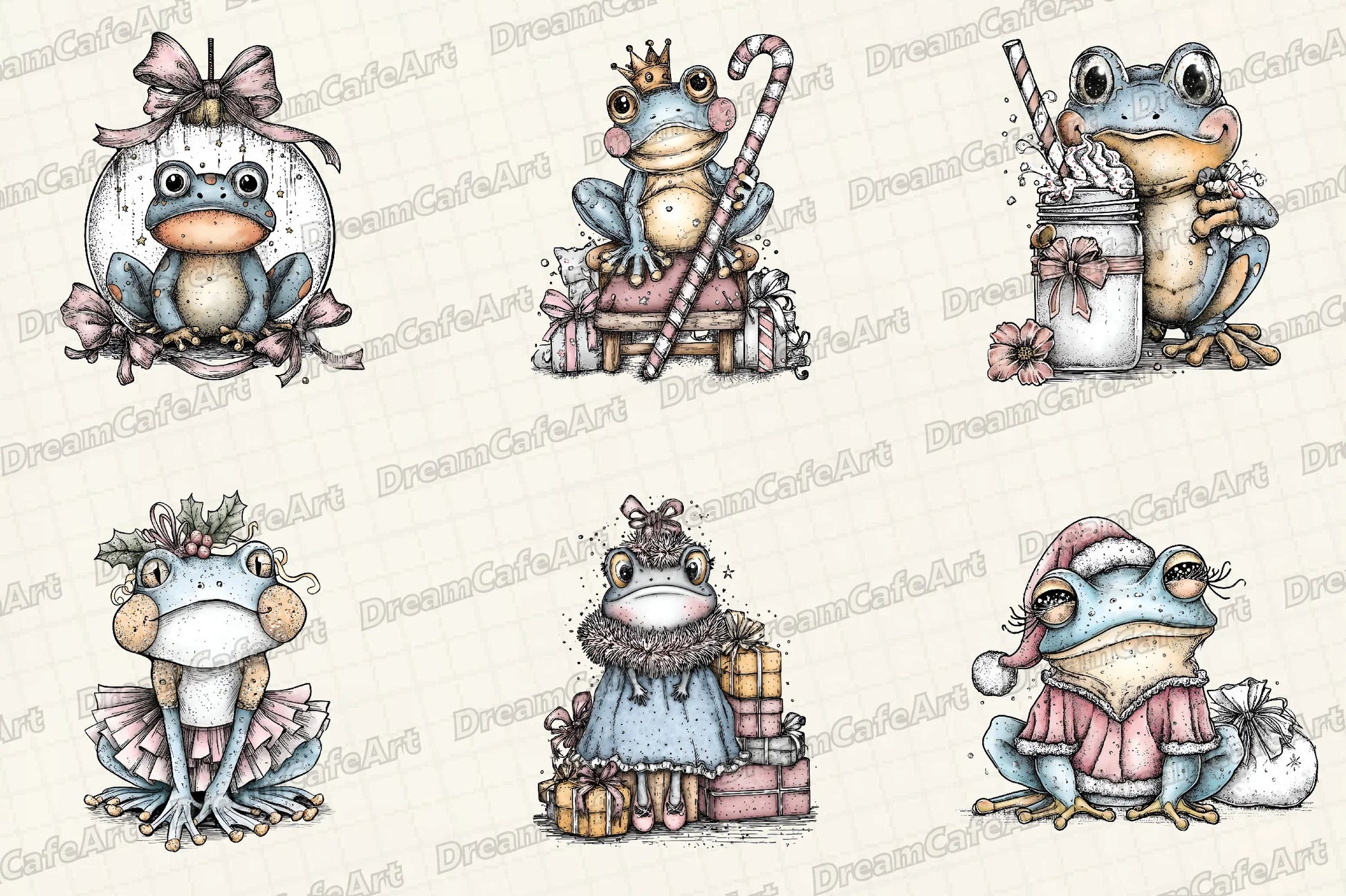 Coquette Christmas Frog Clipart Bundle - CraftNest - Digital Crafting and Art