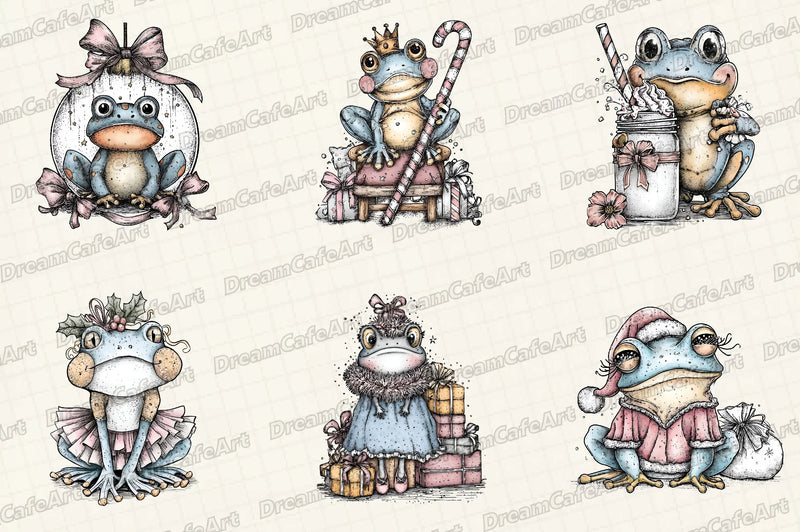 Coquette Christmas Frog Clipart Bundle - CraftNest - Digital Crafting and Art