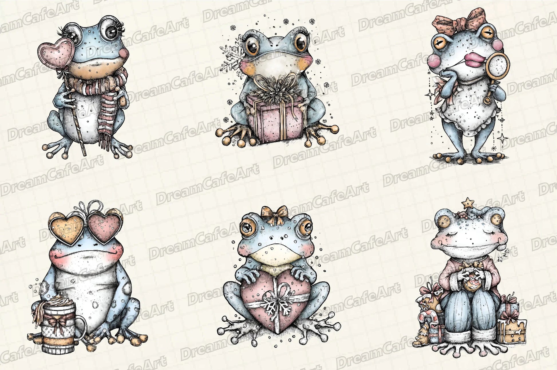 Coquette Christmas Frog Clipart Bundle - CraftNest - Digital Crafting and Art