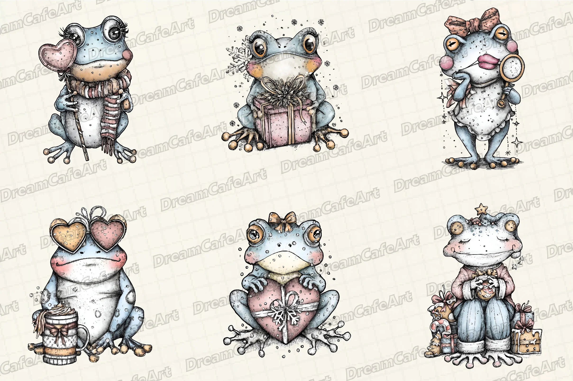 Coquette Christmas Frog Clipart Bundle - CraftNest - Digital Crafting and Art