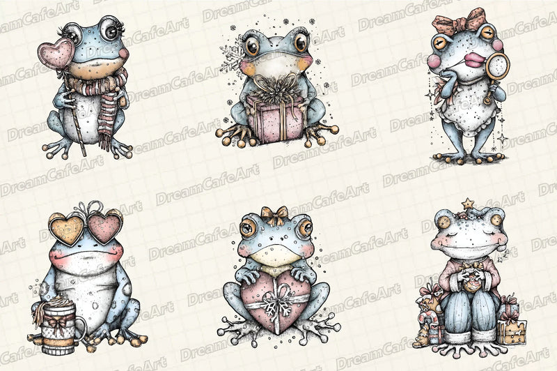 Coquette Christmas Frog Clipart Bundle - CraftNest - Digital Crafting and Art