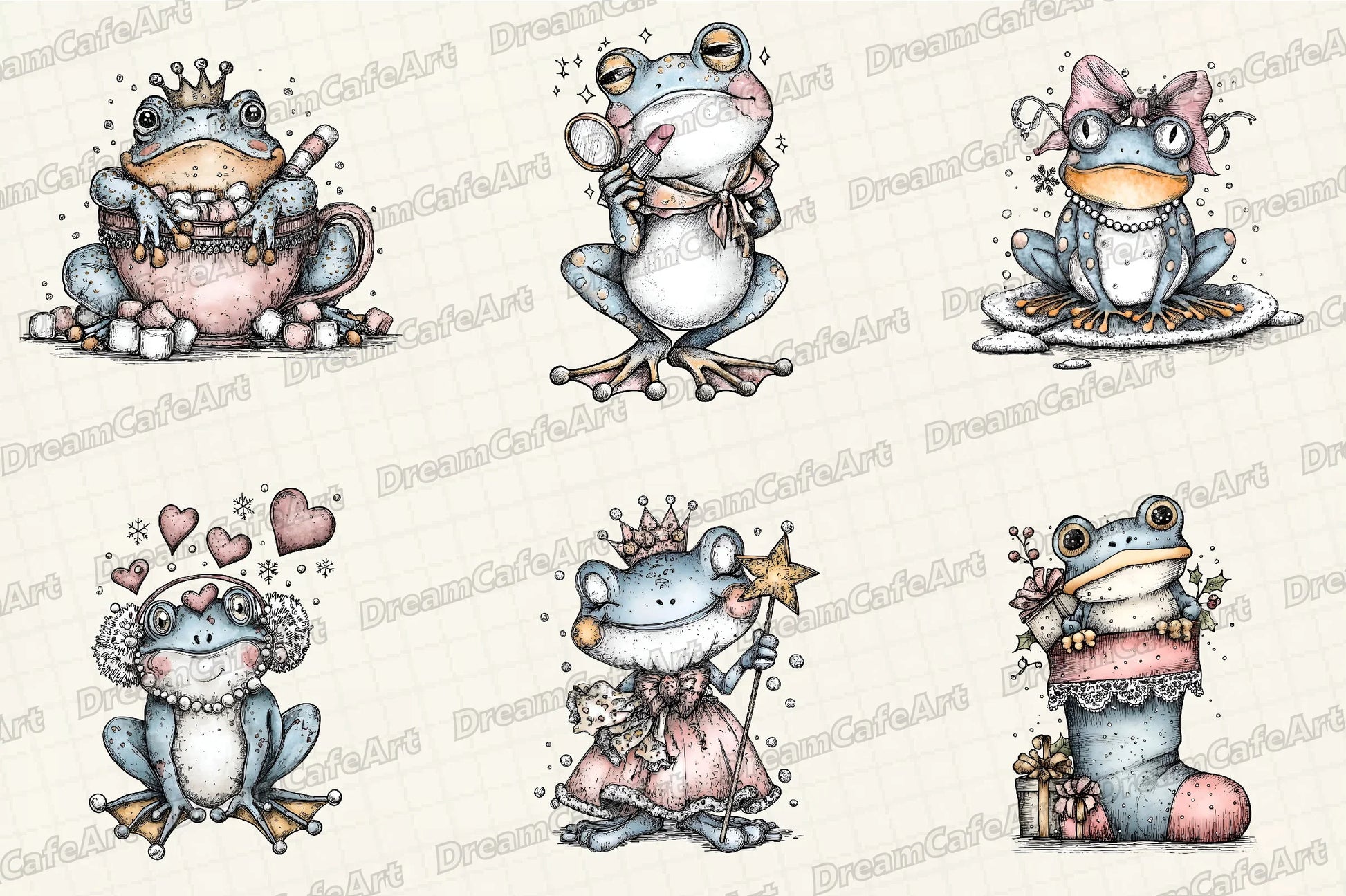 Coquette Christmas Frog Clipart Bundle - CraftNest - Digital Crafting and Art
