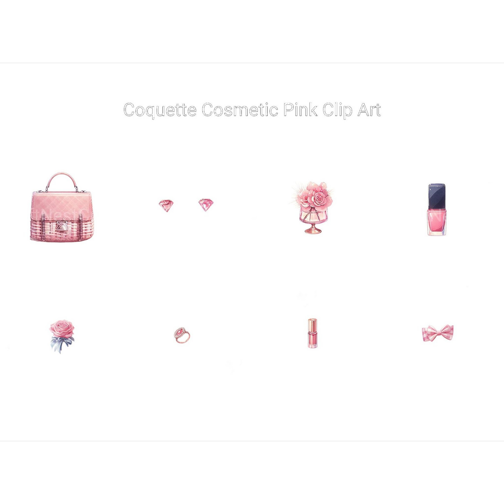 Coquette Pink Cosmetic Clipart - CraftNest - Digital Crafting and Art
