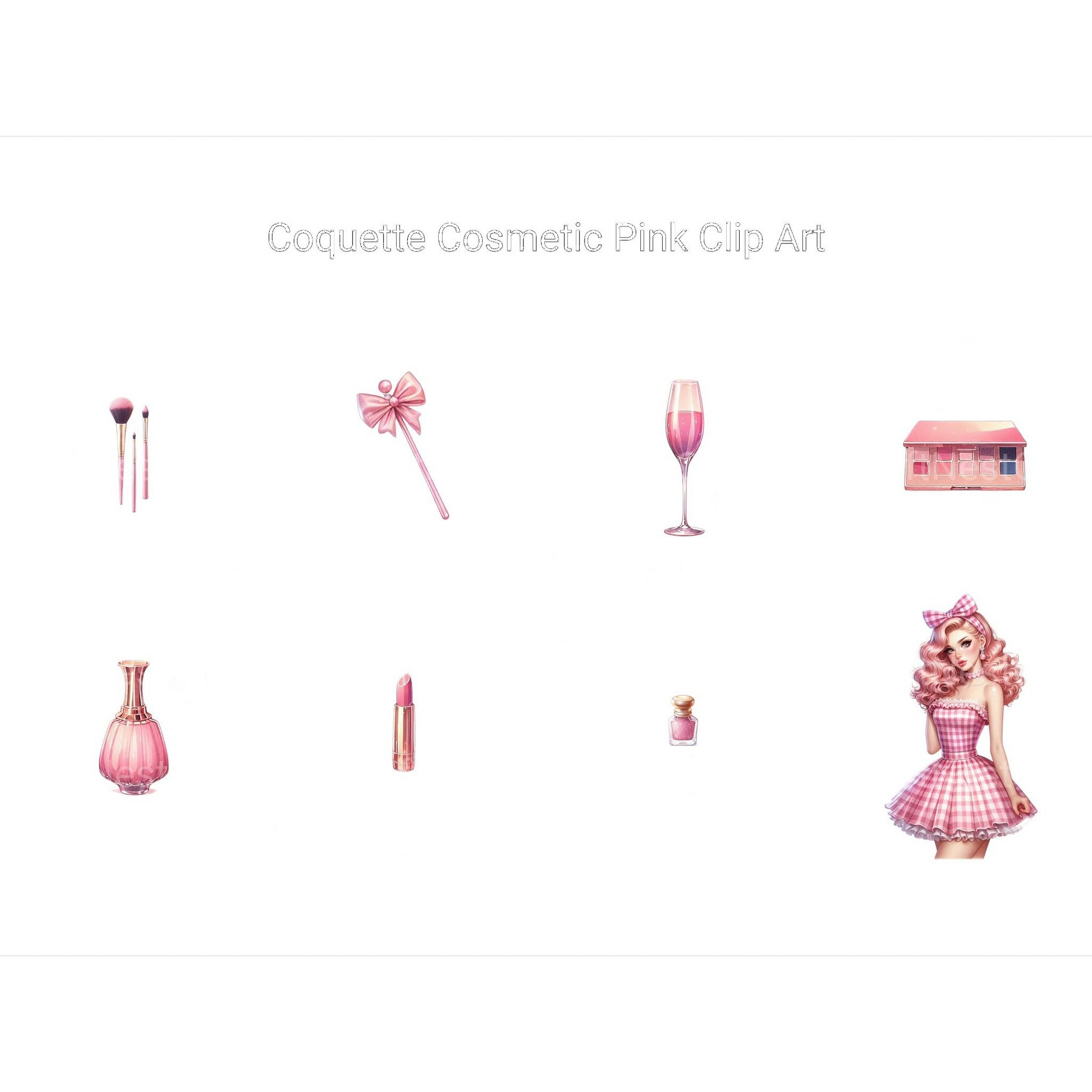 Coquette Pink Cosmetic Clipart - CraftNest - Digital Crafting and Art