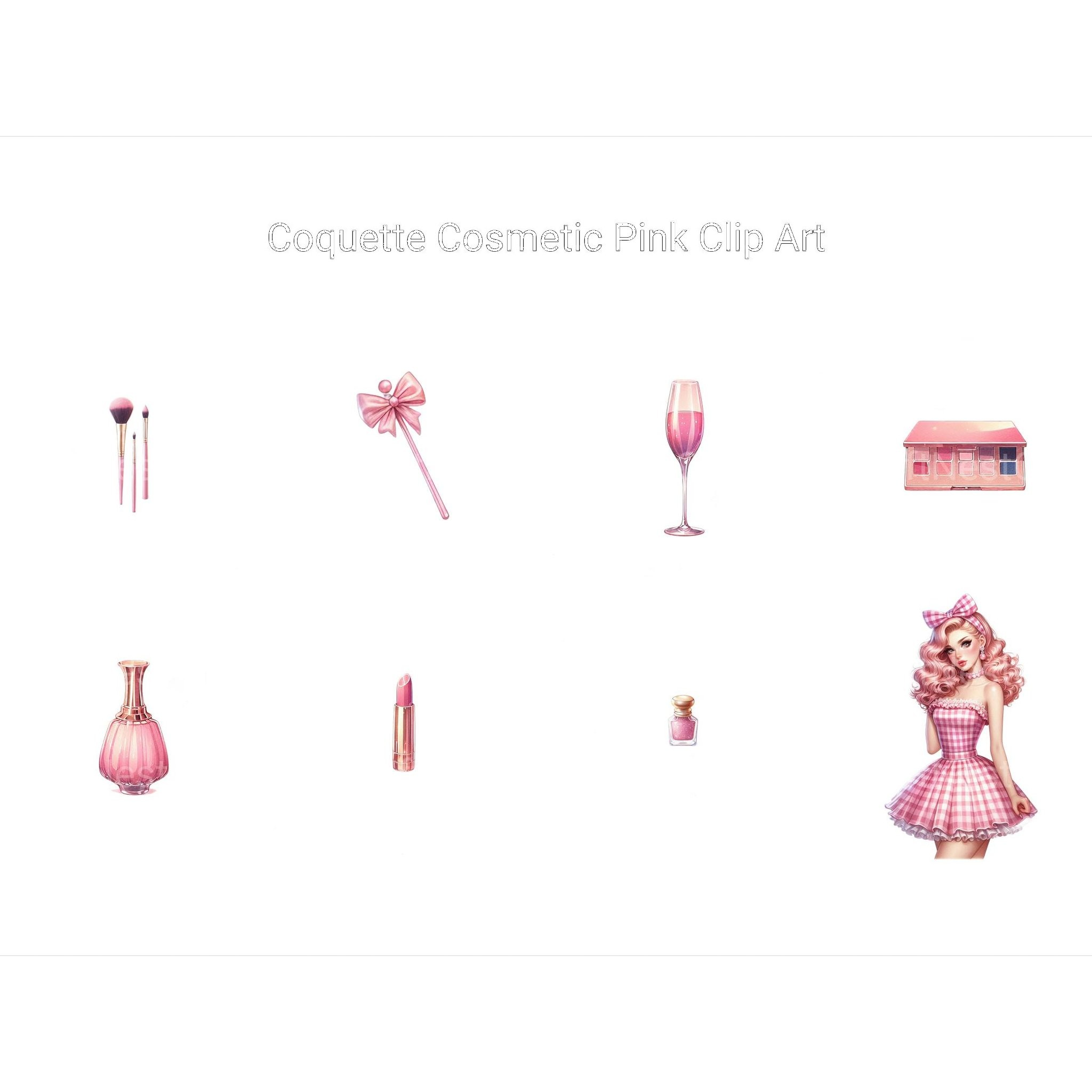 Coquette Pink Cosmetic Clipart - CraftNest - Digital Crafting and Art