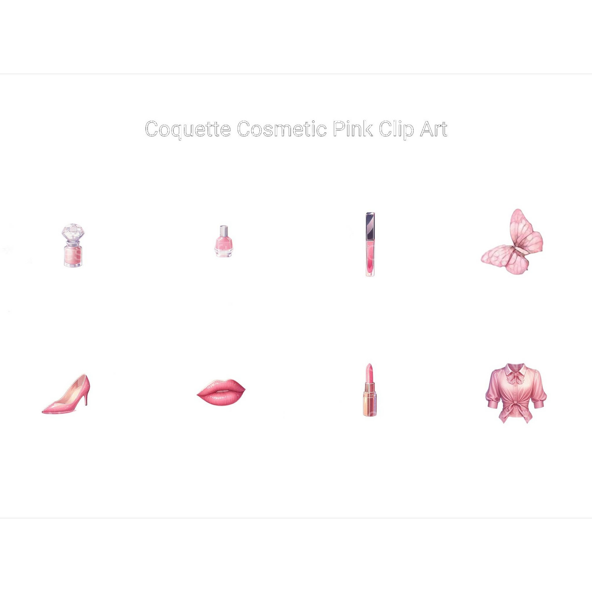 Coquette Pink Cosmetic Clipart - CraftNest - Digital Crafting and Art