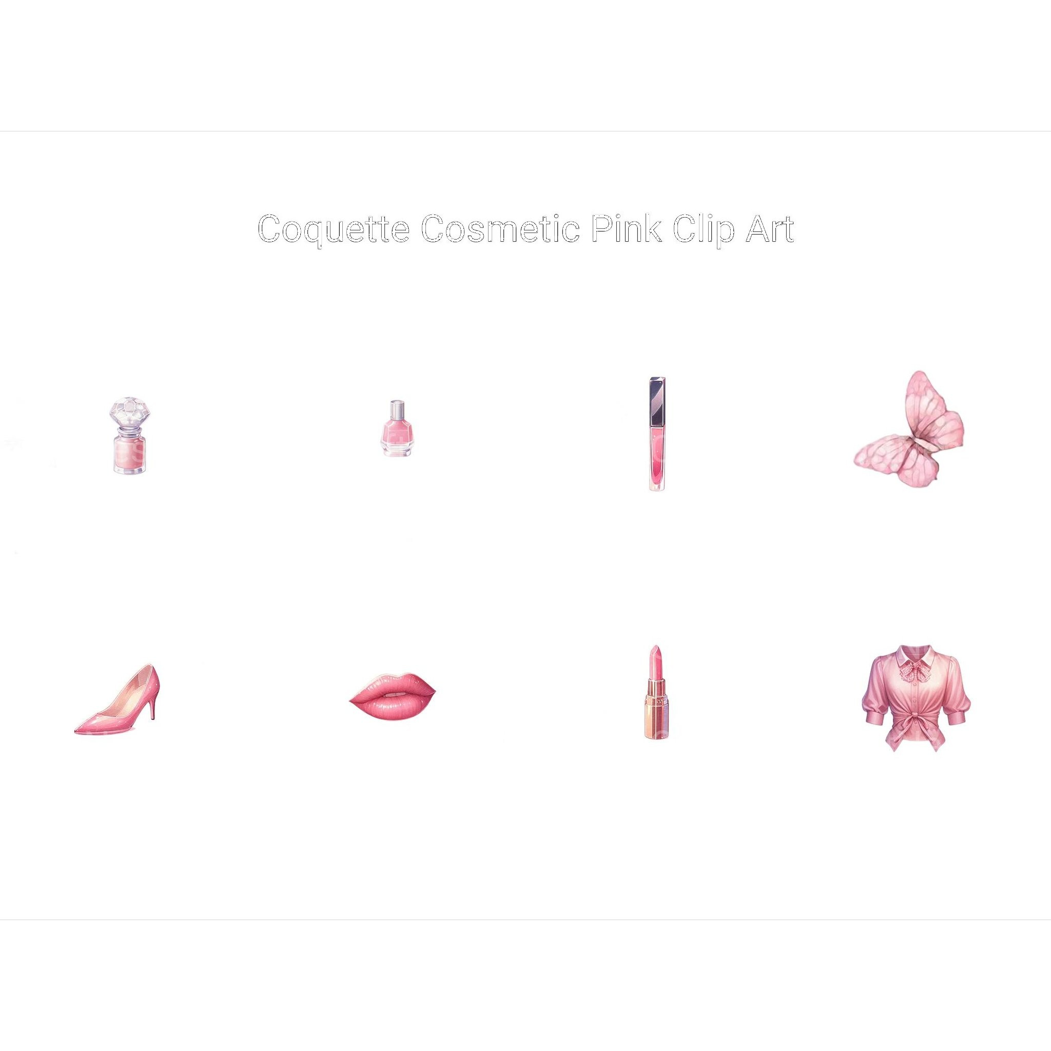 Coquette Pink Cosmetic Clipart - CraftNest - Digital Crafting and Art
