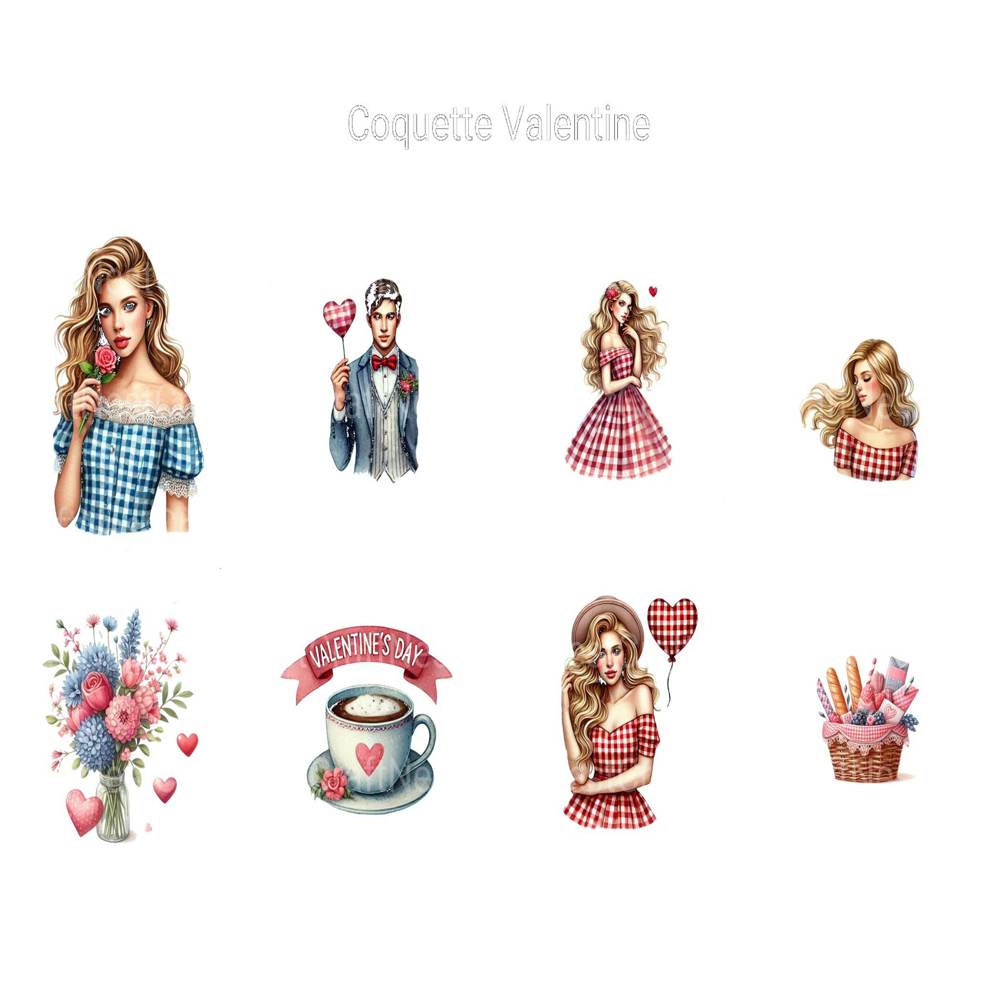 Coquette Valentine Clipart - CraftNest - Digital Crafting and Art