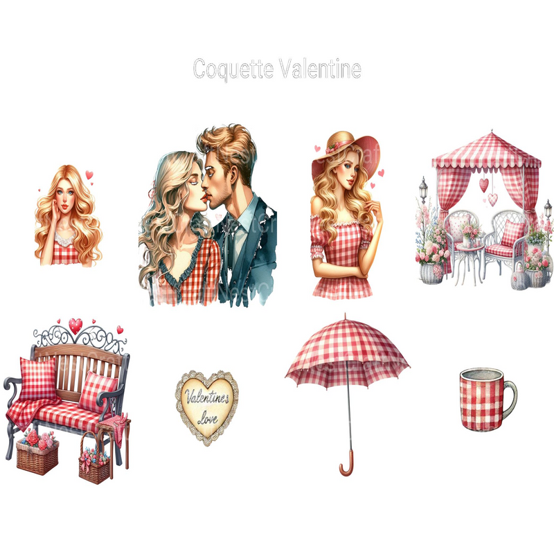 Coquette Valentine Clipart - CraftNest - Digital Crafting and Art