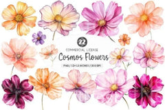 Cosmos Flower Clipart Bundle - CraftNest - Digital Crafting and Art