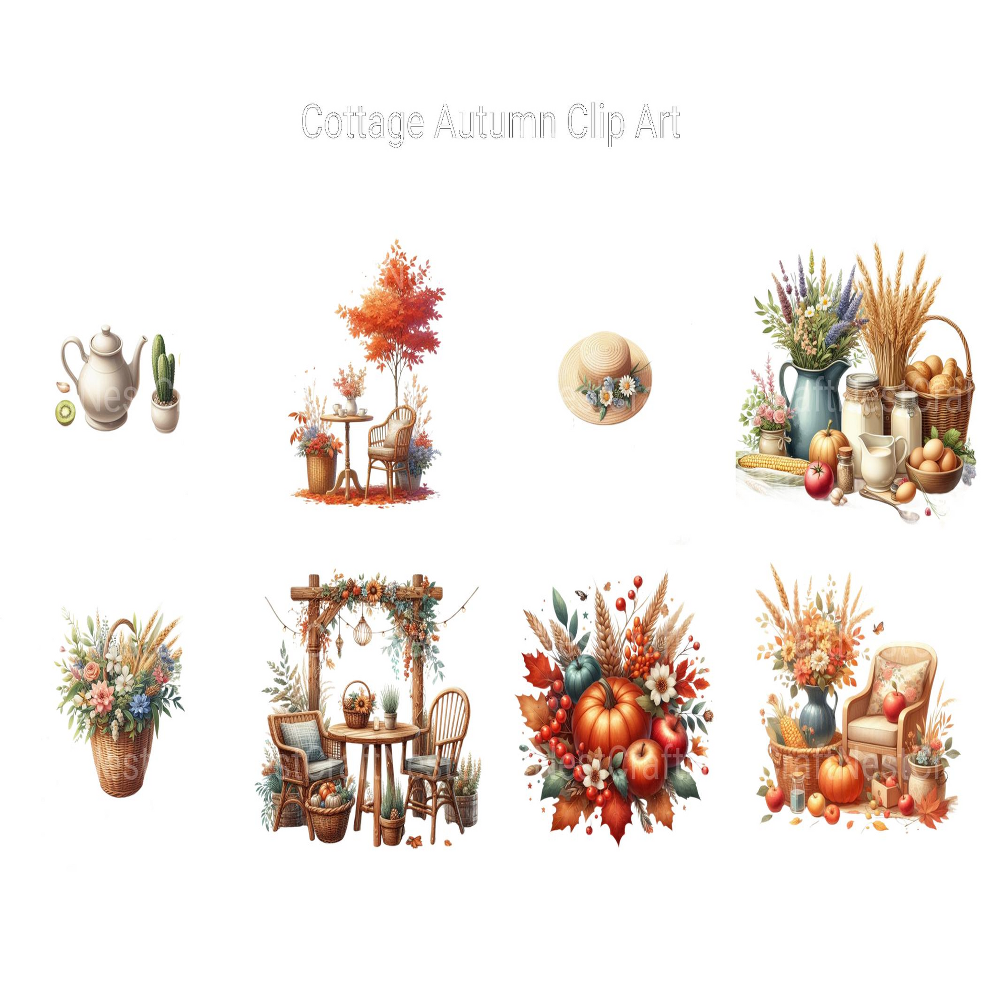 Cottage Autumn Clipart - CraftNest - Digital Crafting and Art