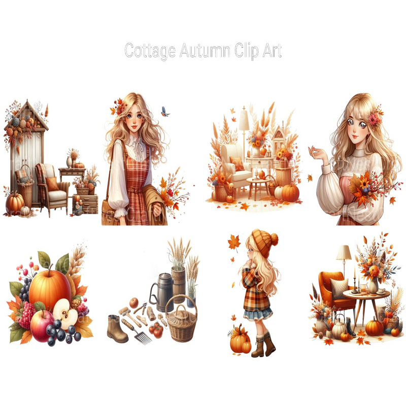 Cottage Autumn Clipart - CraftNest - Digital Crafting and Art