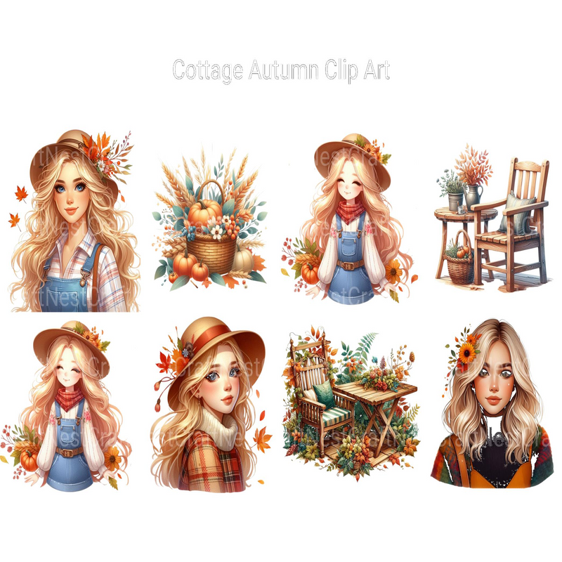 Cottage Autumn Clipart - CraftNest - Digital Crafting and Art