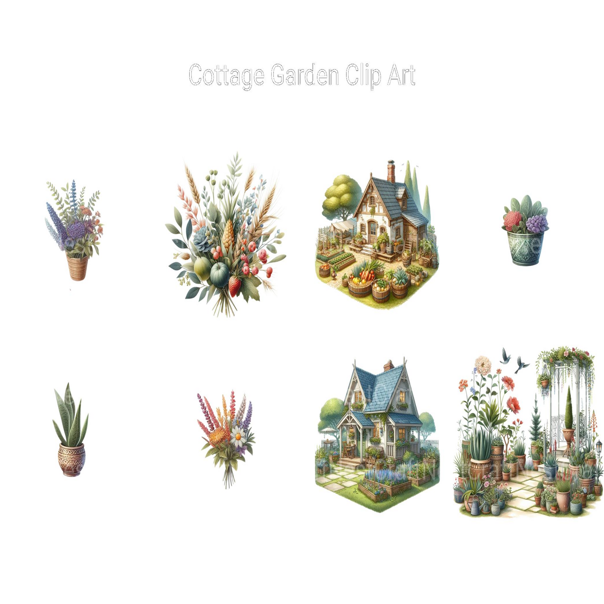 Cottage Garden Clipart - CraftNest - Digital Crafting and Art