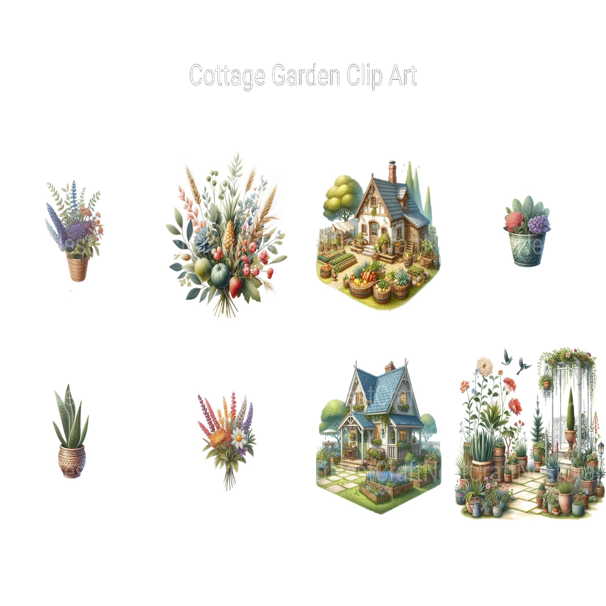 Cottage Garden Clipart - CraftNest - Digital Crafting and Art
