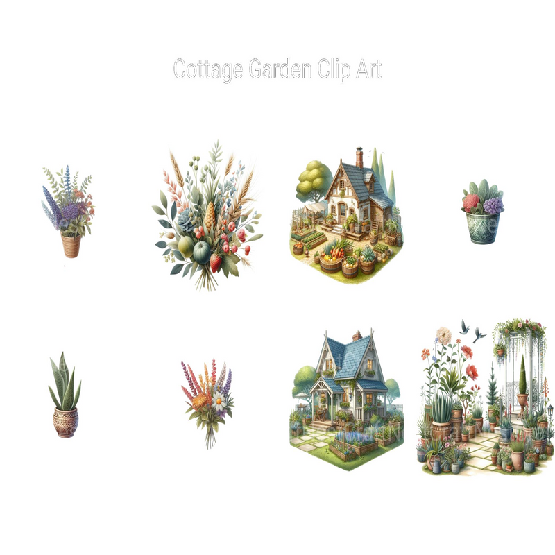 Cottage Garden Clipart - CraftNest - Digital Crafting and Art