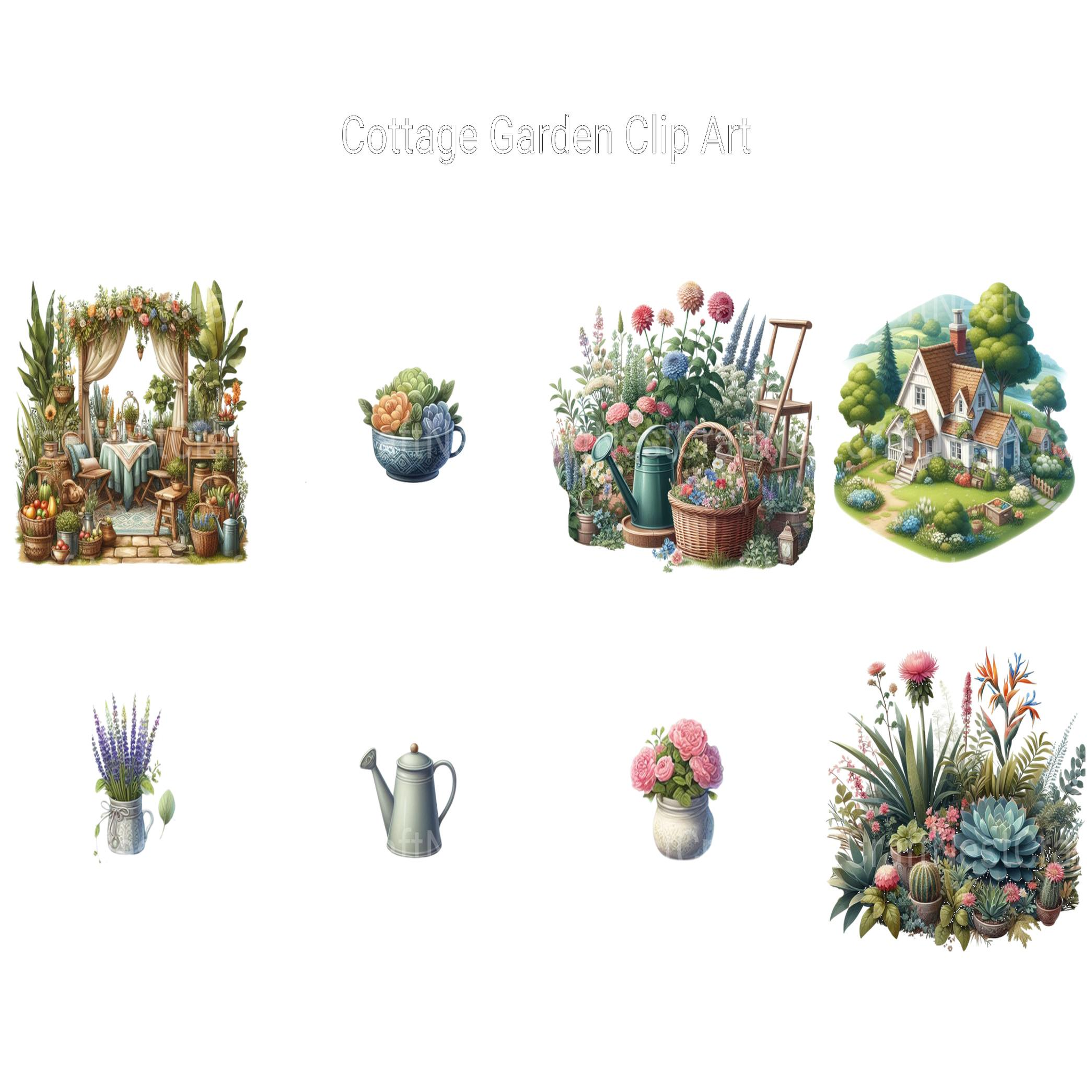 Cottage Garden Clipart - CraftNest - Digital Crafting and Art