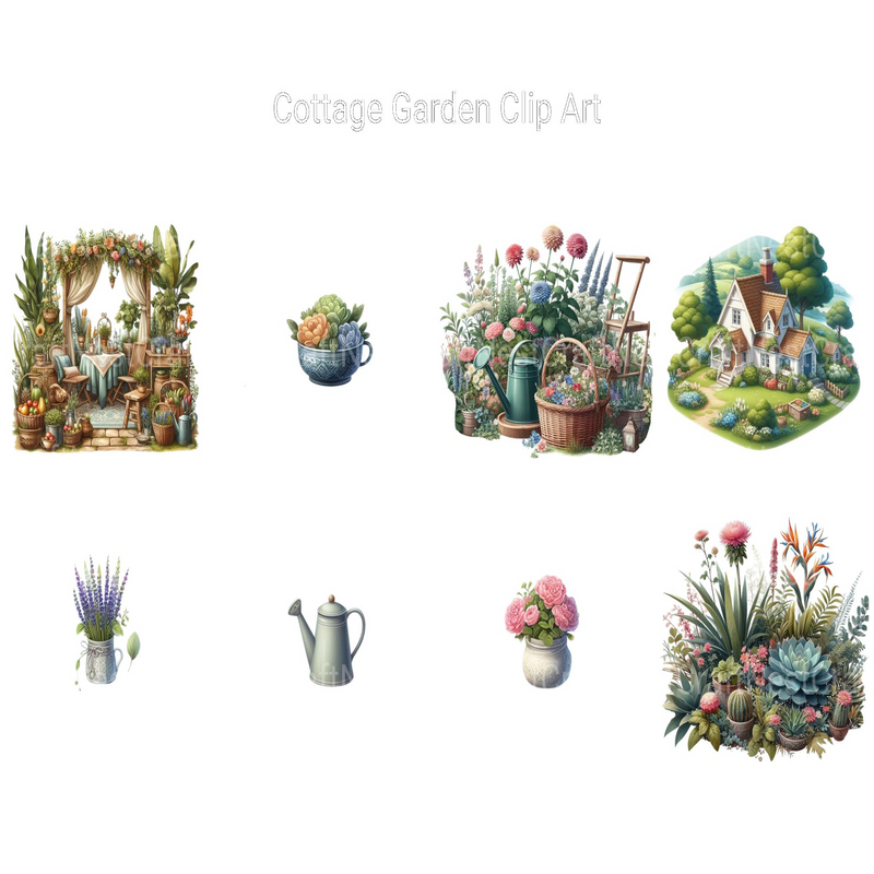 Cottage Garden Clipart - CraftNest - Digital Crafting and Art