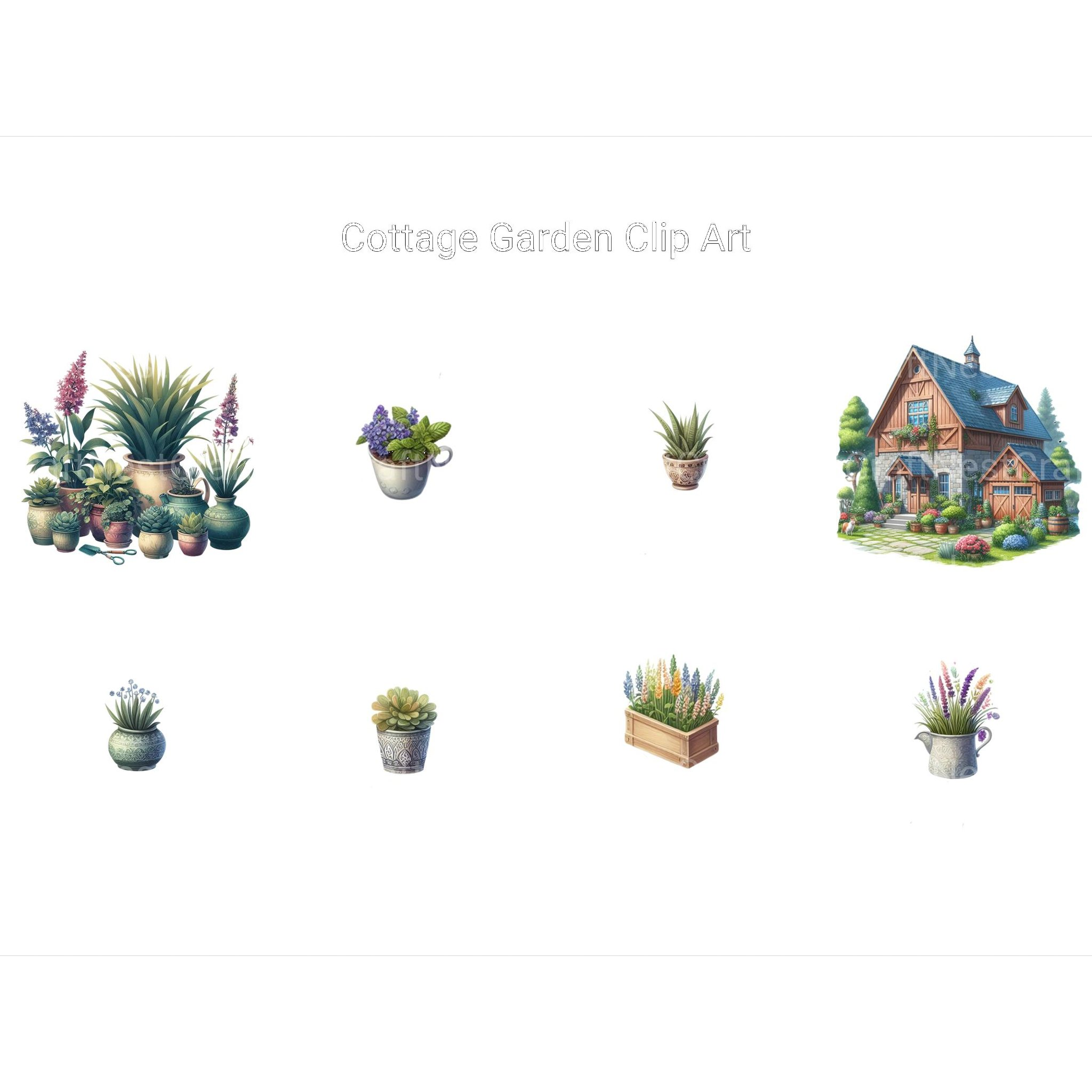 Cottage Garden Clipart - CraftNest - Digital Crafting and Art